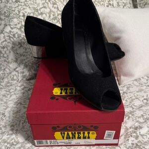 Vaneli Black Peep Toe Heels
